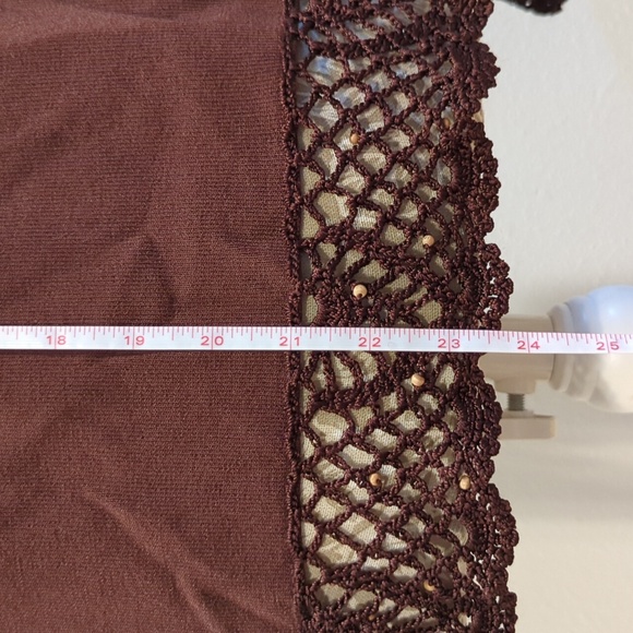 Notations Chocolate Cardi w/Hand Crochet Lace Trim Size Medium - Picture 15 of 16